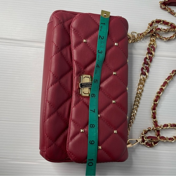 BADGLEY MISCHKA Burgundy Studded Quilted Shoulder Bag - Picture 10 of 13